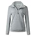 BTFBM Women Fashion Quilted Pattern Lightweight Zipper Long Sleeve Plain Casual Ladies Sweatshirts Pullovers Shirts Tops (Light Grey, Medium)