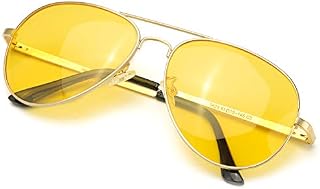 SODQW Night Driving Glasses, Night Vision Anti Glare Safety Glasses Polarised Yellow Lens for Day and Night Driving, UV400 Protection