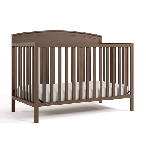 Image of Graco Benton 5-in-1 Convertible Crib – GREENGUARD Gold Certified, Converts from Baby Crib to Toddler Bed, Daybed and Full-Size Bed, Fits Standard Full-Size Crib Mattress (Hazelnut)