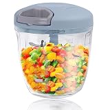 Picadora manual de alimentos, 900 ml de gran capacidad, procesadores de alimentos manual con 5 cuchillas afiladas de acero inoxidable 420, utensilios de cocina multifuncionales, adecuados para frutas,