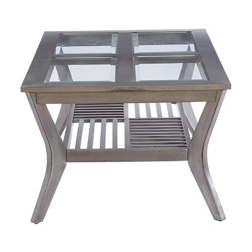 Pemberly Row 3 Piece Table Set Living Room Set, Includes 1 Wooden Rectangular Coffee Table And 2 End Tables With Glass Top In Gunmetal #TOP5
