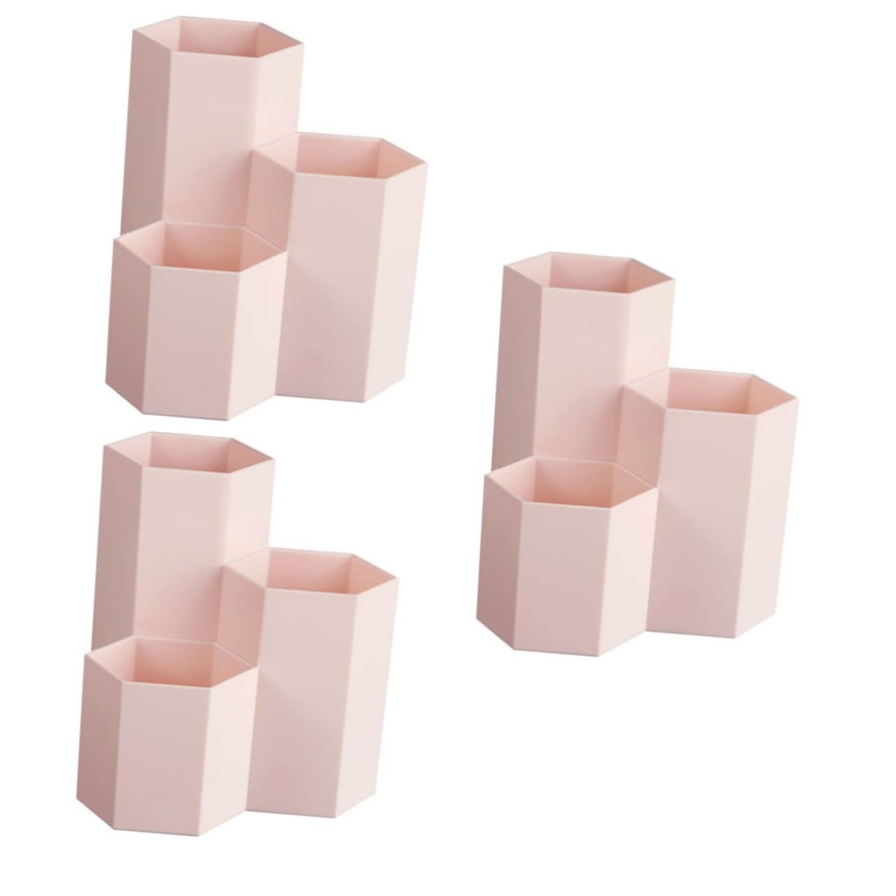 SHINEOFI 3pezzi Portapenne Esagonale Rosa Organizer Per Scrivania Multifunzionale Per e Accessori