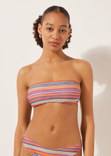 Woman's Bandeau Swimsuit Top Colorful Stripes2