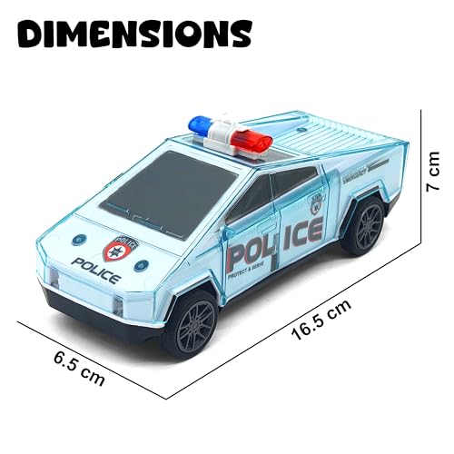 Image of VGRASSP Push and Go Cyber Police Truck Toy for Kids with Flashing Lights and Music - Friction Patrol Car with Sound Effects - Color As Per Stock