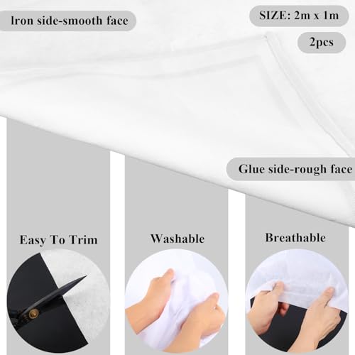 Miniatura 2 de Meihongjiaye 2 Piezas De Tela Termoadhesiva Para Refuerzo 100 X 200 Cm, 50 G M , Funda Para Planchar, Tela Termoadhesiva Para Diy Y Costura, Ideal Para Proyectos Artesanales Blanco