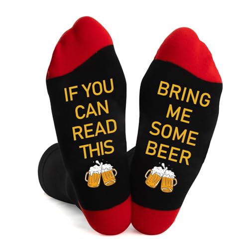 Funny Beer Socks Gifts for Women Cool Mens Fathers Day Gift for Him Her Boyfriend Gifts for Beer Lovers Cute Novelty Socks If You Can Read This Socks Women Gifts for Mom Dad Son Daughter Friend Wife