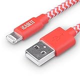 iCASEIT Lightning to USB Cable [MFi Certified] Compatible with iPhone X, 8 & 8 Plus, 7 & 7 Plus, 6 / 6s & Plus, SE 5S 5c 5 iPad mini Air Pro & more - Braided Red & White