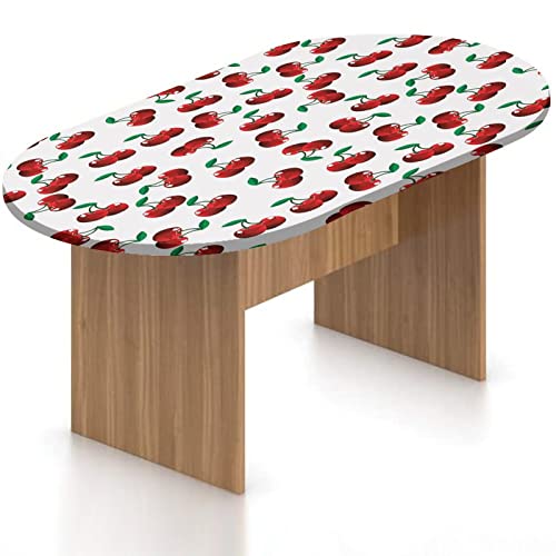 XISUNYA Oval Fitted Tablecloth, Fruits Elastic Edged Polyester Table Cover,Vibrant