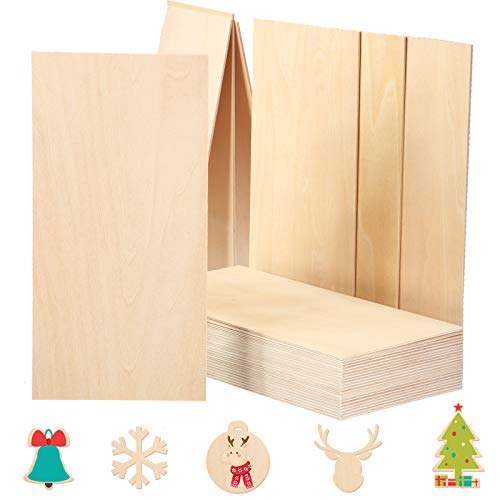 30 Pieces Plywood Sheets 200 x 100 x 1.5 mm DIY Unfinished Basswood Sheets Thin Plywood Craft Board for Christmas DIY Crafts Decoration