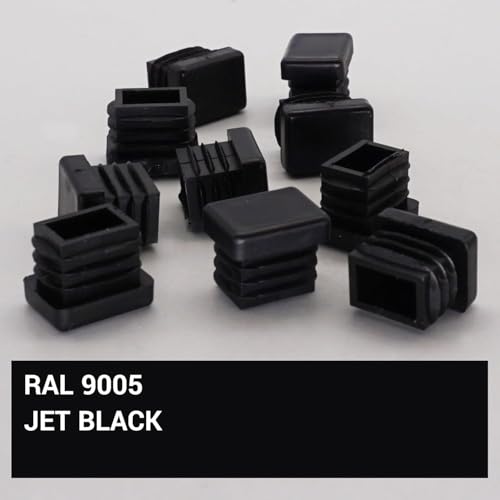 Image of (Pack of 10) Rectangular Plastic Plugs 19 /32 inch x 25 /32 inch (15 x 20 mm), Matt Tube Inserts, Fence Post Caps, Jet Black RAL 9005