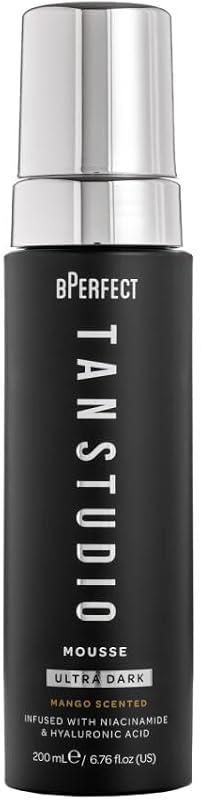 BPerfect Tan Studio Mousse Autobronzeador com Ácido Hialurônico, Niacinamida e Aloe Vera, Ultra-Dark Mango, 200 mL