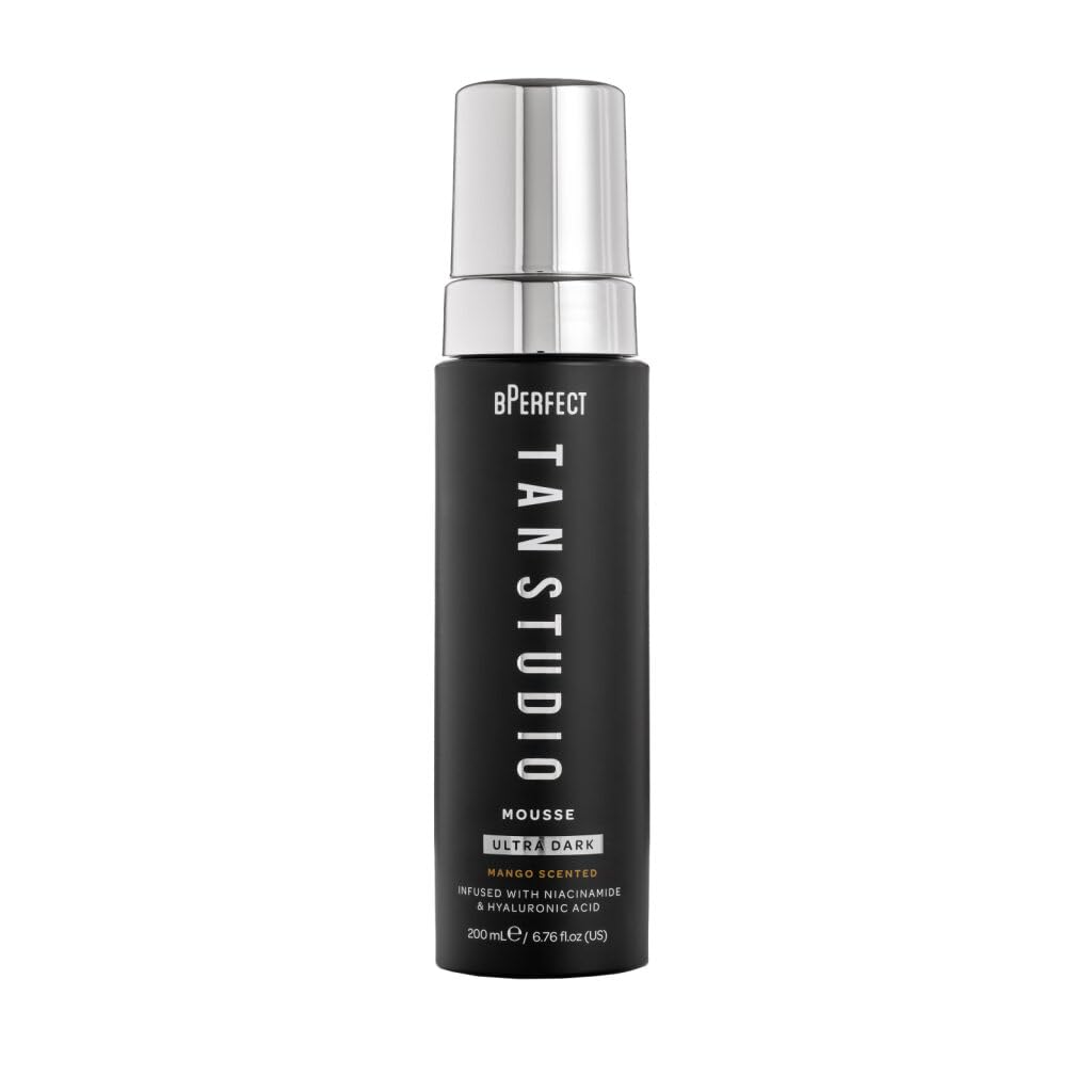BPerfect Tan Studio Tanning Mousse, Hydrating Self Tanner with Hyaluronic Acid, Niacinamide & Aloe Vera, 200ml (Ultra-Dark, Mango)