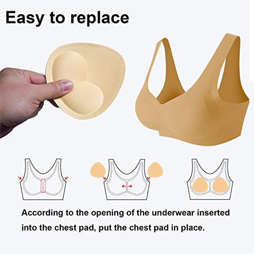 Topbine Bra Pads Inserts (3 Beige Heart M) #TOP4