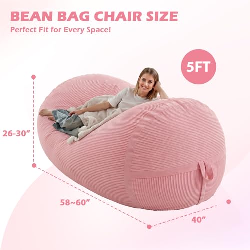 Image of 5FT Bean Bag Chair 5'Giant Bean Bag Chairs with Adults, Large Beanbag Chair
