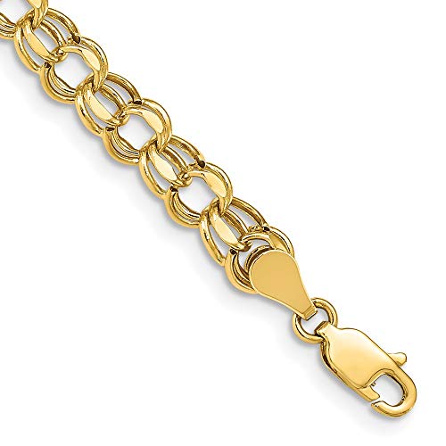 IceCarats 14K Solid Yellow Gold 5.5mm Double Link Chain Charm Bracelet