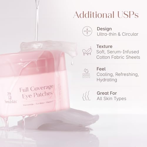 Image of Seoulskin 360 Hydro Eye Patches | Brightens Dark Circles, Smooths Fine Lines & Reduces Puffiness | With Niacinamide, Rice Water & Vitamin C | 40 Patches
