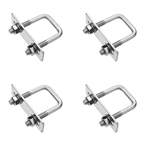 Image of 4Packs M6 Square U-Bolts 1 inch (25mm) Inner Width with Washers and Nuts | M6x25x50mm, 304 Stainless Steel, for Automobiles Trailer, Ski Boat, or Sailboat Trailer