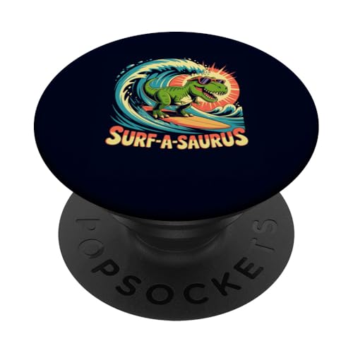 Dinosaure Surf-a-Saurus Funny Beach Wave Surf Summer PopSockets PopGrip Adhésif