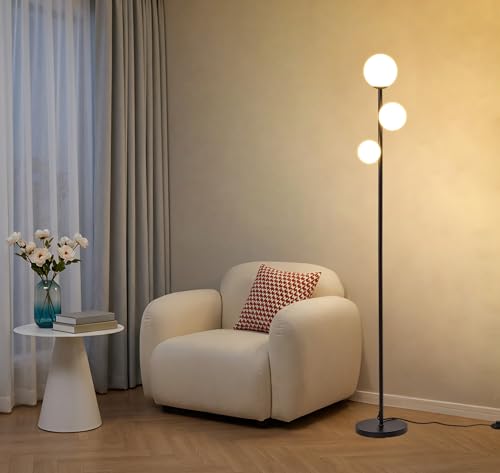 Fiqevs 3 Globe Black Floor Lamp