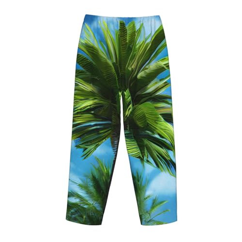 Pantalon de pyjama d'été femme imprimé palmier doux et thermique pour la nuit