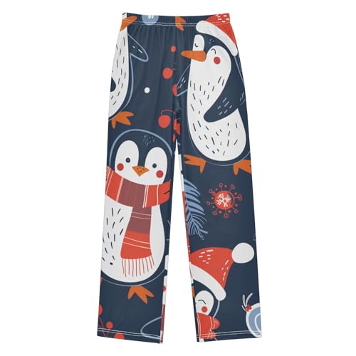 ZZXXB Penguin Spruce Branch Boys Long Pants Soft Trousers Elastic Waist Kids Lounge Bottoms with Pockets S-XL
