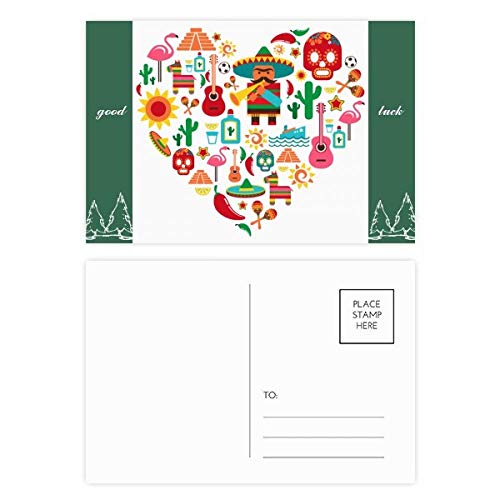 Sombrero et flamant rose multicolore sur carte postale double face de 20pcs