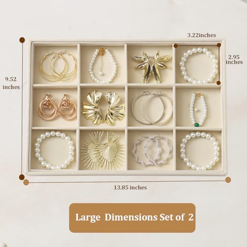 Image of Large Velvet Jewelry Tray Display Drawer Inserts 2 Pack