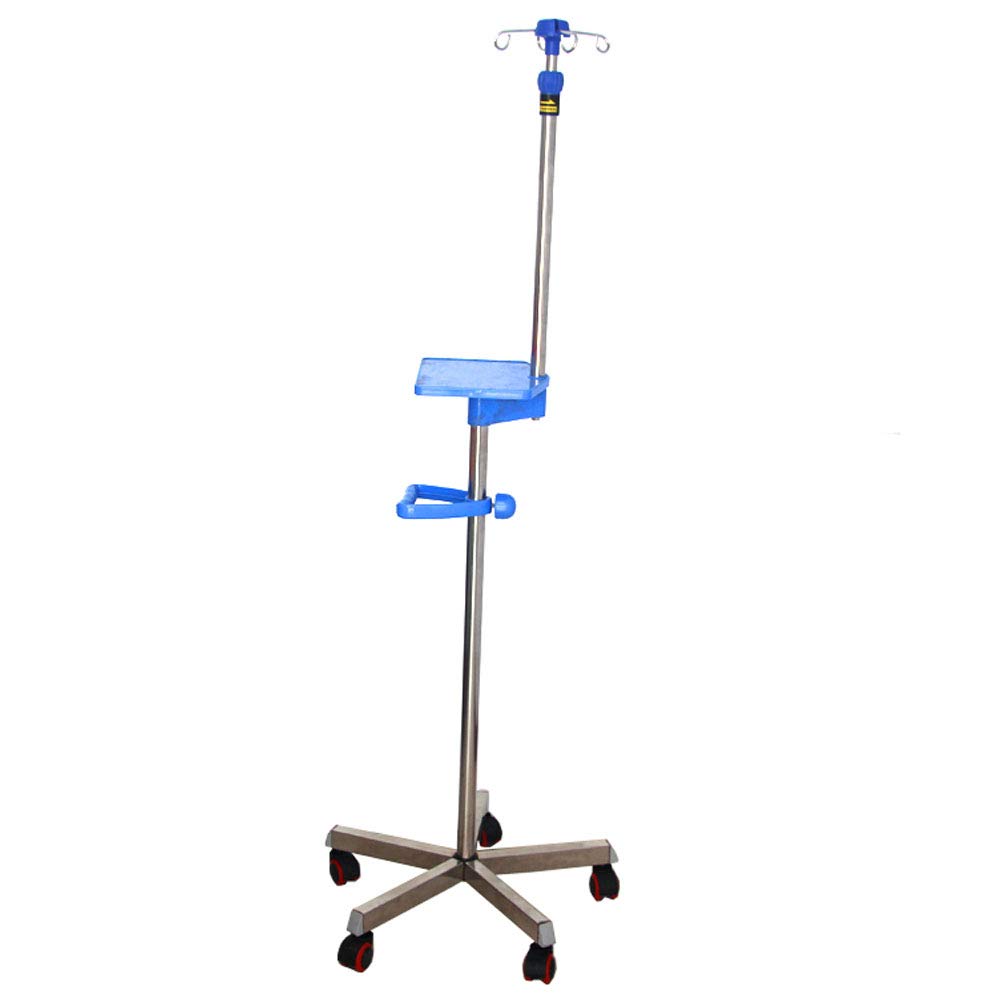 Stainless Steel Drip Stand with Square Plate, Height Adjustable IV Pole, Infusion Stand with 5 Castors and 4 Hooks, Infusion IV Stand for Hospital Home, Silent Move, Stable, Easy To Assemble