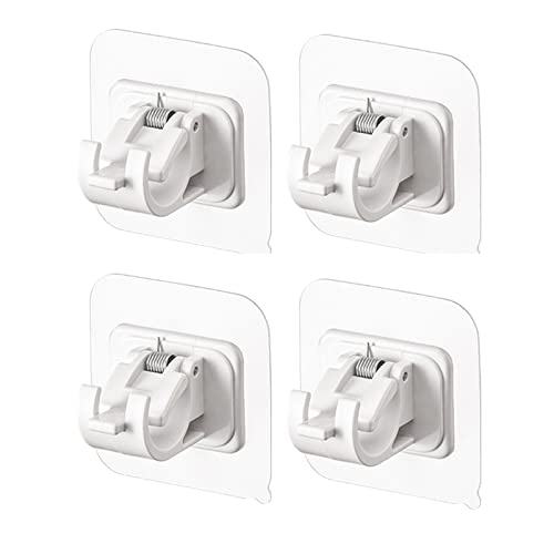 4Pcs Self Adhesive Curtain Rod Bracket Curtain Pole Wall Brackets Towel Rod Hooks Curtain Pole Wall Brackets Towel Rod Hooks Fixing Rod Holder for Home Bathroom Kitchen