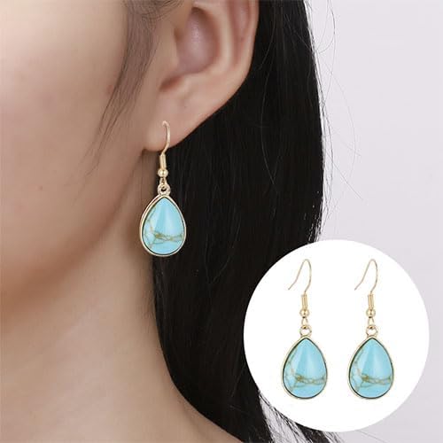 Navy Blue Earrings Blue Dangle Earrings for Women Waterdrop Dangle Earring Hook Turquoise Gemstone Tear Drop Earring Fashion Jewelry Gifts - Image 2