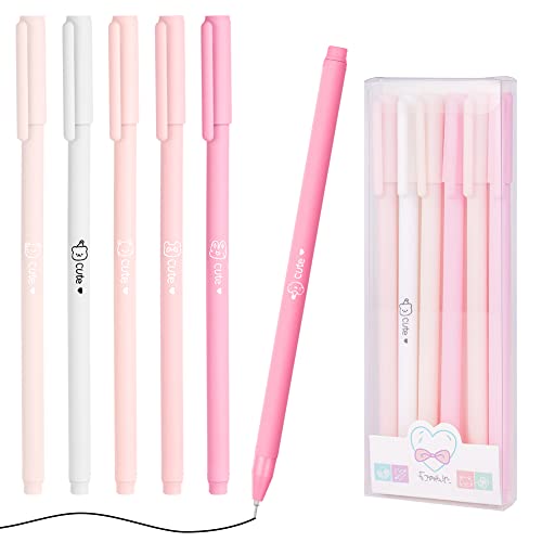 OFFCUP Bolígrafos Lindos De Tinta De Gel, 6pcs Bolígrafos Lindos, Bolígrafo De Gel - 0,5mm, Bolígrafos Lindos Kawaii, Regalo Cumpleaños Infantiles Colegio Premios Escolares - Rosa