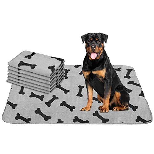 Nobleza - 6 x Pack Washable Dog Blanket Thickened, Cat Fluffy Fleece Blanket, Puppy Soft Warm Mat with Bones Print, Gray, 160 * 100cm