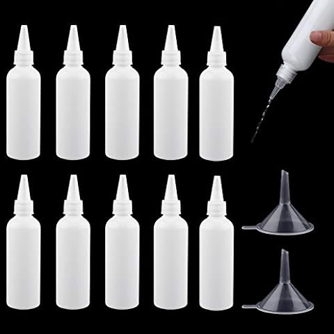 10 Pcs Plastic Squeeze Bottles 100ml Small Squeeze Condiment Bottles Dispensing Bottles Plastic Squeezable Liquid Dropper Bottles Travel Empty Bottle Containers with 2Pcs Funnels for Sauce Lotion Cover