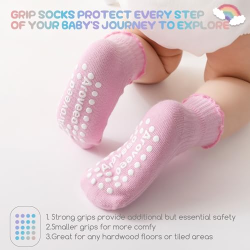 image for Aroveea Baby Toddler Socks Grip Non Slip Boys Girls Cotton 12 Pack for