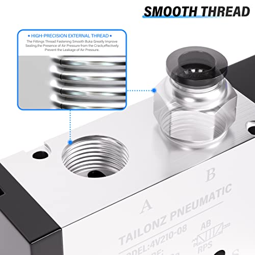 tailonz pneumatic 1434npt solenoid valve dc12v single coil pilot-operated electric 2 position 5 way connection type 4v210-08 outlet wire