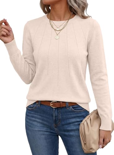 Image of SHEWIN Womens Sweaters 2026 Casual Crewneck Long Sleeve Lightweight Knit Pullover Sweater Tops Fall Clothes