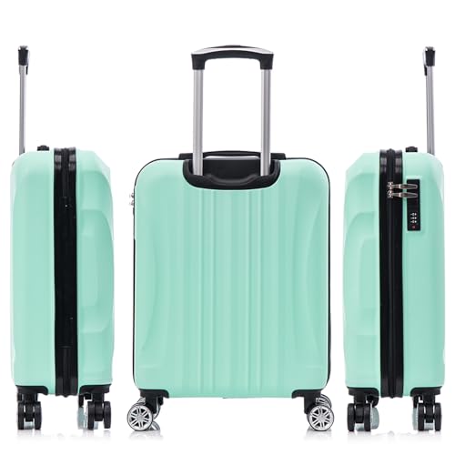 RAYKONG Maleta de Cabina ABS 55x40x20cm (44L) - Maletas de Viaje Pequeñas Ligeras 20 Pulgadas - Menta