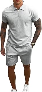 Sponsored Ad - Esobo Mens 2 Pieces Workout Tracksuit Gym Wear Sets Short Sleeve Muscle Tee & Shorts Set Bodybuilding Joggi...