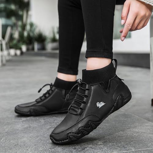 Men'S Waterproof Leather Lightweight Outdoor Ankle Boots Comfortable Round Toe Soft Sole Non-Slip Driving Walking High Top Chukka Boots Slip-On Lightweight Sports Shoes3