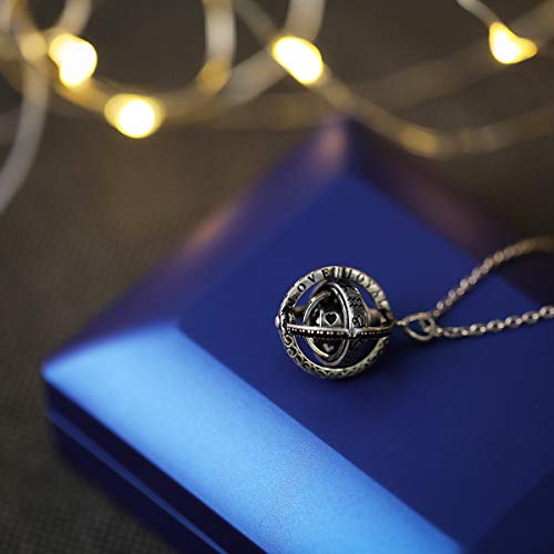 Gemitto Astronomical Necklace, Unfolding Sphere Ball Pendant Necklace, Project Out"I Love You" In Multi-Language, Gift Idea For Lovers, Couple, Valentine, Anniversary(Silver) #TOP6