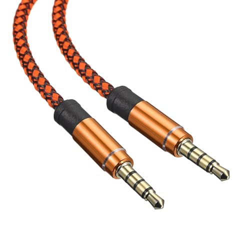 Cable auxiliar Jack 3.5mm macho a macho 1.52 m naranja miniatura 3
