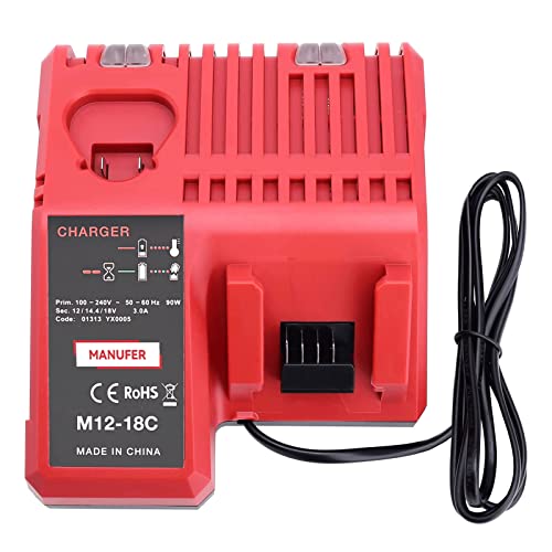 MANUFER M12-18C for Milwaukee charger 12-18V 3A dual-charge Rapid Replacement Charger for Milwaukee M12 & M18 battery charger