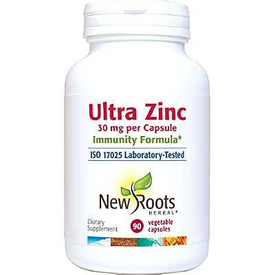 Ultra Zinc Supplement | 4-in-1 Formula with B2, L-Taurine and Green Tea Leaf Extract (90 Vegetable Capsules) | Powerful Blend (30 mg Zinc with B1) | NEW ROOTS HERBAL