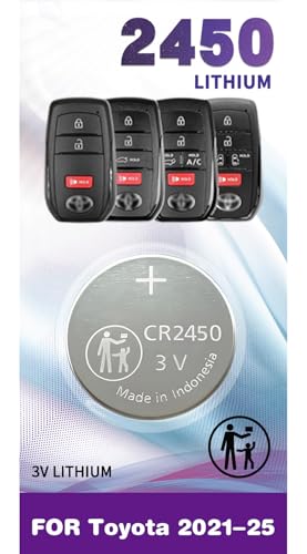 Key Fob Replacement Batteries for Toyota, CR2450 Fits