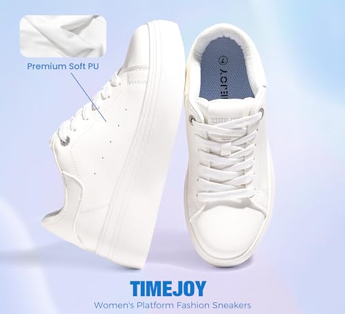 Women's Platform Fashion Sneakers Faux Leather & Anti-Slip Sole Classic Tennis Shoes for Casual Lace up Sport & Walking4