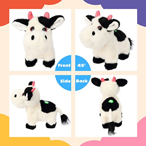 Cuteoy Walking Cow Plush Cattle Stuffed Speaking Moo Electric Interactive Animated Toy Electronic Buddy Birthday Festival For Toddlers，7'' #TOP2