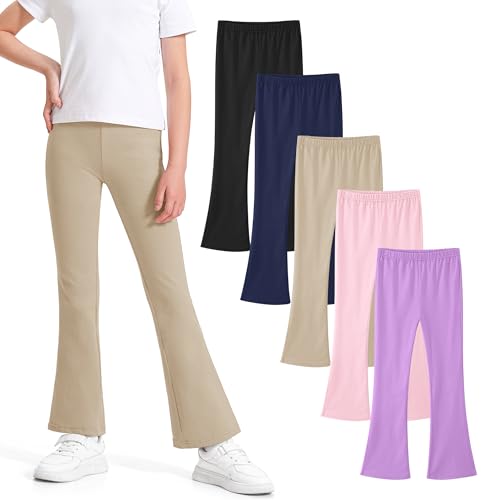 10 Best Girls Bootcut Pants That Are Stylish and Comfy All Day 1 BOOPH 5 Pack Girls High Waist Flare Leggings