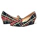 ROSERWISH Women's Casual Slip On Office 2 Inch Comfortable Pointed Toe Low Heel Wedge Pumps Dress Shoes Black Plaid Size 6 - Tacones para Mujer Elegantes