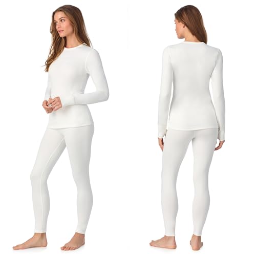Image of Cuddl Duds Womens Heavyweight Cold Weather Fleece Lined Thermal Set - Long Sleeve Top & Leggings - Winter Lounge Sets