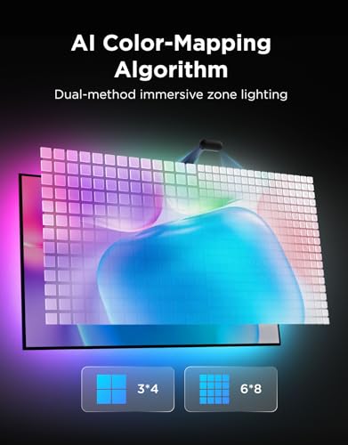 Image of Govee TV Backlight 3 with Dual 4MP Lens, TV Lights Sync to 55-65 Inch TVs | RGBWIC LED Strip Lights for Movie Night, Smart AI Color Filter, App & Voice Control, Compatible with Matter, 60LEDs /m, 11.8ft